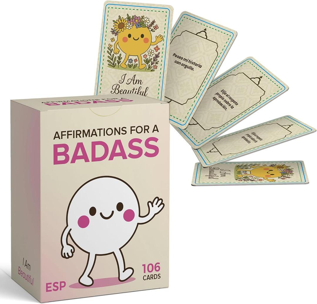 2 x Badass Affirmation Cards  106 Empowering Daily Motivational Cards for Women | Perfect for Confidence, Self-Love & Personal Growth | Ideal for Women on a Self-Improvement Journey (ESP)
