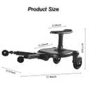 Universal 2-in-1 Stroller Board with Detachable Seat | Stand or Sit Ride-On Board for Bugaboo, UPPAbaby & Most Strollers | Adjustable & Easy Install | Holds Kids up to 60lbs