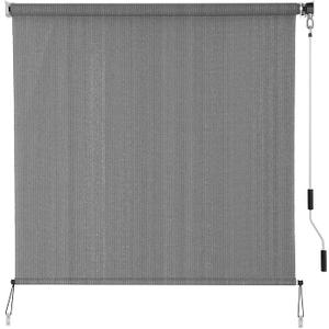 96" W x 72" L Professional Exterior Shades - Commercial-Grade Cordless Blinds with 90% UV Block & Double-Layer Fabric, Fit Large Patio/Outdoor Restaurants, Dark Grey