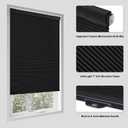 Tonature No Drill Cellular Shades for Indoor Windows, Thermal Insulating & Noise Reducing Honeycomb Blinds, Free Stop Cordless Blackout Shades, Black, 34 1/2" W x 64" H