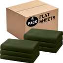 Bulk King Flat Sheets Only, 6 Pack Quick Sort Top Bed Sheet, Color-Coded Label Threads, Wrinkle-Free Shrinkage Durable Microfiber Hotel Motel Airb&bs Essentials for Hosts (105"x102",Olive Green)