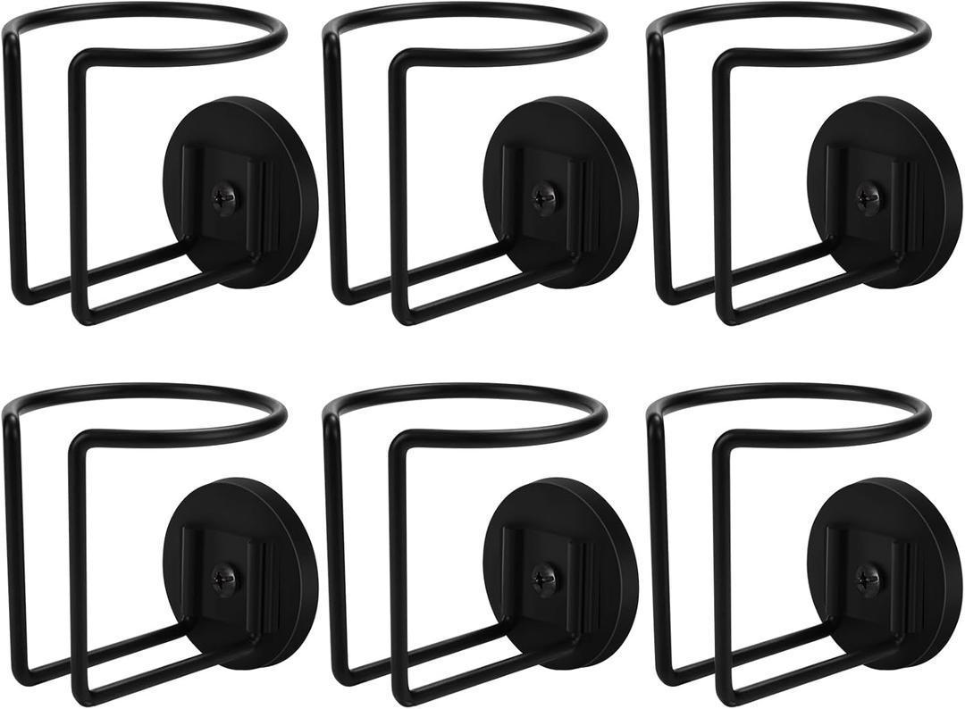 Magnetic Cup Holder, Durmmur SUS 304 Stainless Steel Magnetic Cup Caddy, Magnetic Drink Holder for Tractor Mower Truck School Bus Refrigerator Treadmill,Magnet Can Holder on Metal Surface(6Pack Black)