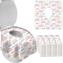 DEEKI 60 Pack Toilet Seat Covers Disposable, Safe No-Slip Waterproof for Kids Toddlers Use in Potty Training Public Restrooms Toilets, Portable Clean Covers for Adults Travel - Rainbow (40 Count)