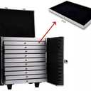 Rolling Jewelry Trolley Case with Drawers Sturdy Cases for Travel and Vendor Shows Jewels Sets Display Organizer (Black 2),  20.7"D x 8.86"W x 13.19"H