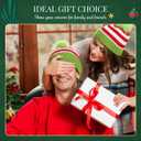 Shihanee Christmas Elf Beanie Hat with Green Furry Pompom White Red Green Striped Knitted Hats for Women Men Santa Costume Winter Accessories Party Supplies (Green)