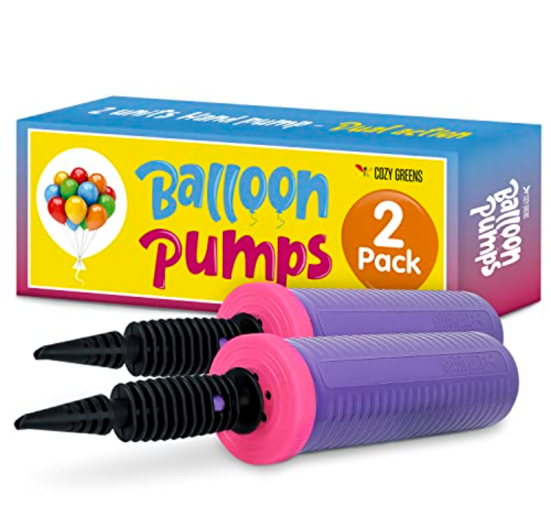 Balloon Pump Hand Held, Inflator Air Pump for Balloons - 4Way Dual Action, 2Pack: Friends can Help - Easy to Use, Sturdy Balloon Inflator Pump