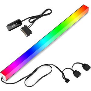 GIM KB-14 Pro Magnetic RGB Light Strip for PC Case, 1.1ft ARGB LED Strip Lights with 5V 3-pin, 4-pin Header & Mini Controller with SATA Header, Sync Color Changing & Light Speed Led Strip
