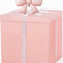 Kolldenn Extra Large Gift Box with Lid 28x28x28, Giant Jumbo Pink Gift Boxes with Bow Balloon and Ribbon for Gender Reveal Birthday Big Presents Special Celebrations Anniversary Wedding, 6 Count