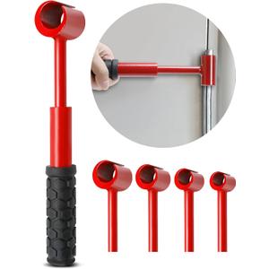 Upgraded Hinge Gap Adjustment Wrench Set, Heavy Door Hinge Adjustment Tool, 4 PCS Hinge Gap Adjusting Wrench, Tools used to adjust the gap between door chains and align door frames (Red - Unthreaded)