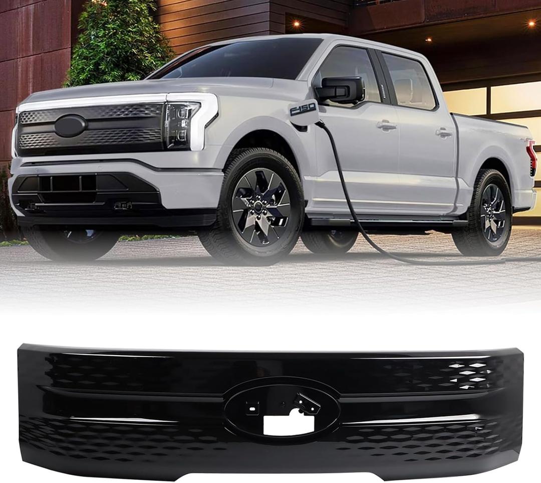 NL3Z8200CB Gloss Black Grill Compatible With 2022-2025 Ford F150 F-150 Lightning PRO Bumper Grille Gloss Black Replacement NL3Z8200CB