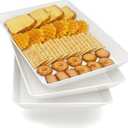 Serving Tray Platter, 3 Pcs Food Tray for Veggie Fruit Snack Dessert Cookie Cheese, Food Trays for Party Supplies Display, Plastic Platters for Serving Food, Large White Trays, BPA Free (16.0'' x 11'' (3 Pack))
