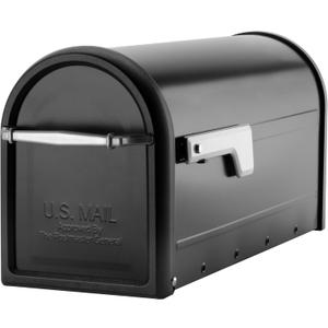 Architectural Mailboxes Chadwick Galvanized Steel Post Mount Mailbox, 8950B-10, Black, Medium Capacity, 21.1"D x 6.9"W x 8.9"H