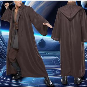Men's Tunic Cosplay Costume with 2 PCS Light Up Saber Tunic Hooded Robe Full Set for Halloween Party M