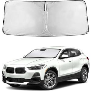 EcoNour Windshield Sunshade Compatible for BMW X2 2018-2021 2022 2023 | Sun Visor for Front Windshield & Window Sun Shade Cover, UV Heat Blocker & Protector, Car Accessories