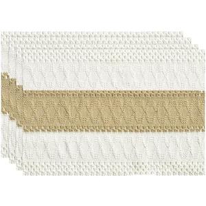 Artoid Mode Burlap Brown Farmhouse Rustic Placemats Set of 4,12x18 Inch Seasonal Holiday Hollow Table Mats Party Kitchen Dining Decoration, 4 Pieces