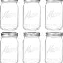 WELLIFE Wide Mouth Mason Jars, 6 Pack Mason Jars 32 oz for Pickling, Canning, Fermenting and Food Storage, Microwave & Dishwasher Safe