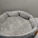 Nobleza Dog Beds for Small Dogs, Plush Anti Anxiety Donut Round Orthopedic Dog Bed for Sleeping, Supportive Washable Calming Warming Soft Non-Slip Cat Beds for Indoor Cats Washable, 24in, Light Grey (23.6"L x 15.7"W x 7.0"Th)