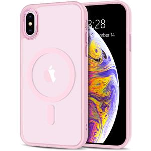 Anuck Case for iPhone Xs Max Case Magnetic Phone Case Compatible with MagSafe, Soft TPU Bumper Hard Translucent Matte Back Slim Fit Shockproof Protective Cover for Men Women Girls - Tender Pink