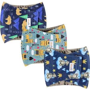 Grecle Reusable Dog Diapers Male 3Pcs, Premium Washable Belly Bands for Male Dogs Large, High Absorbing Male Dog Wraps for Doggie & Puppy in Incontinence, Excitable Urination and Training (Bear, L)