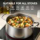Tifanso Stainless Steel Stock Pot - 8 Quart 3Ply Heavy Duty Large Induction Cooking Pot with Lid for Pasta, Soup, Spaghetti, Nonstick Deep Stockpot, Kitchen Cookware for Stew, Simmer, Canning, Boiling