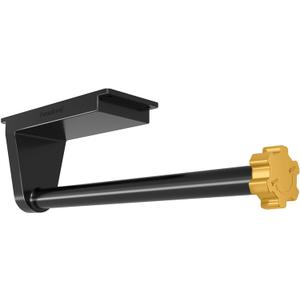 2 x Paper Towel Holder Under Cabinet Wall Mount Black Self Adhesive or Drilled with Gold Nut for Kitchen Bathroom RV Garage