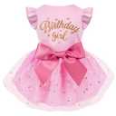Otunrues Dog Birthday Dress Tulle with Big Bowknot Princess Birthday Outfit Girls Doggie Dresses Clothes for Small Dog Cats Pink M