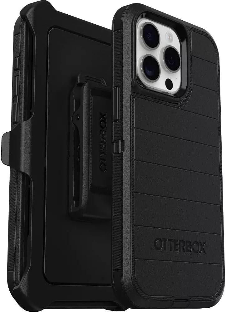OtterBox iPhone 15 Pro Max (Only) - Defender Series Case - Black - Screenless - Rugged & Durable - with Port Protection - Holster Clip Includes - Microbial Defense Protection