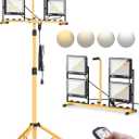 Szwbee 32000 Lumen LED Work Light with Stand & Remote, 4-Head 280W Portable Tripod Light with 16.5FT Cord, 3000K6000K Adjustable, Waterproof Light for Indoor & Outdoor Job Site Workshop Construction