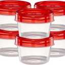 (4 Ounce 10 Pack) Twist cap Containers Clear Bottom With Red Top Screw on Lids Twist Top Food Storage Freezer Reusable Containers