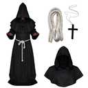 Medieval Monk Robe Priest Robe Halloween Cosplay Costume Cloak Size M
