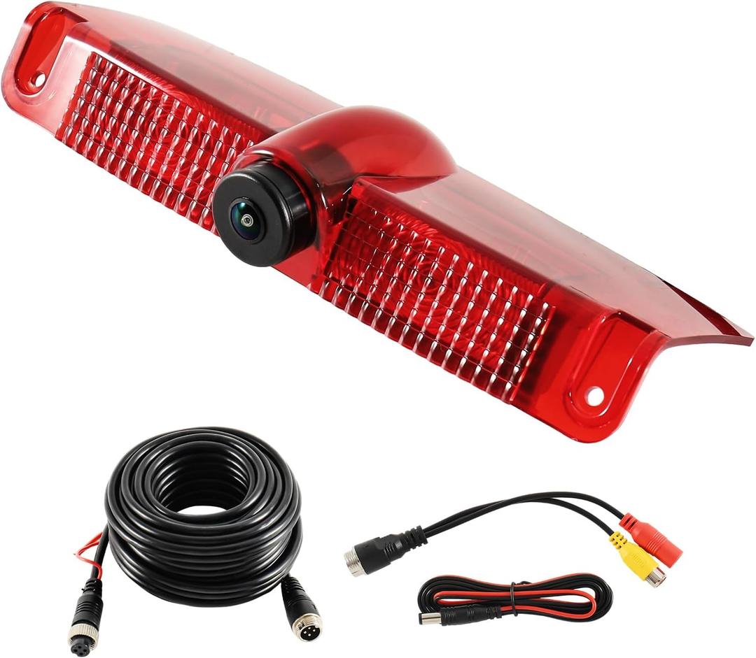 Third Brake Light Rear View Reverse Backup Camera Compatible with Chevy Express 2003-2019, 3rd Brake Light Position Mounted Reversing Lights with Backup Camera