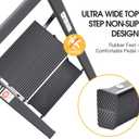 KINGRACK Step Ladder, 2 Steps, Folding Step Ladder with Handrail, Non-Slip Household Ladder with Folding Safety, Aluminium Step Stool, Maximum Load 150 kg, Black