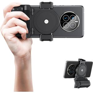 KIWIFOTOS for iPhone Camera Grip Smartphone Tripod Mount Handle Holder with Wireless Shutter and 1/4" Tripod Adapter for iPhone 16 15 14 Pro Max S23 S22 Selfie Vlog Video Shooting