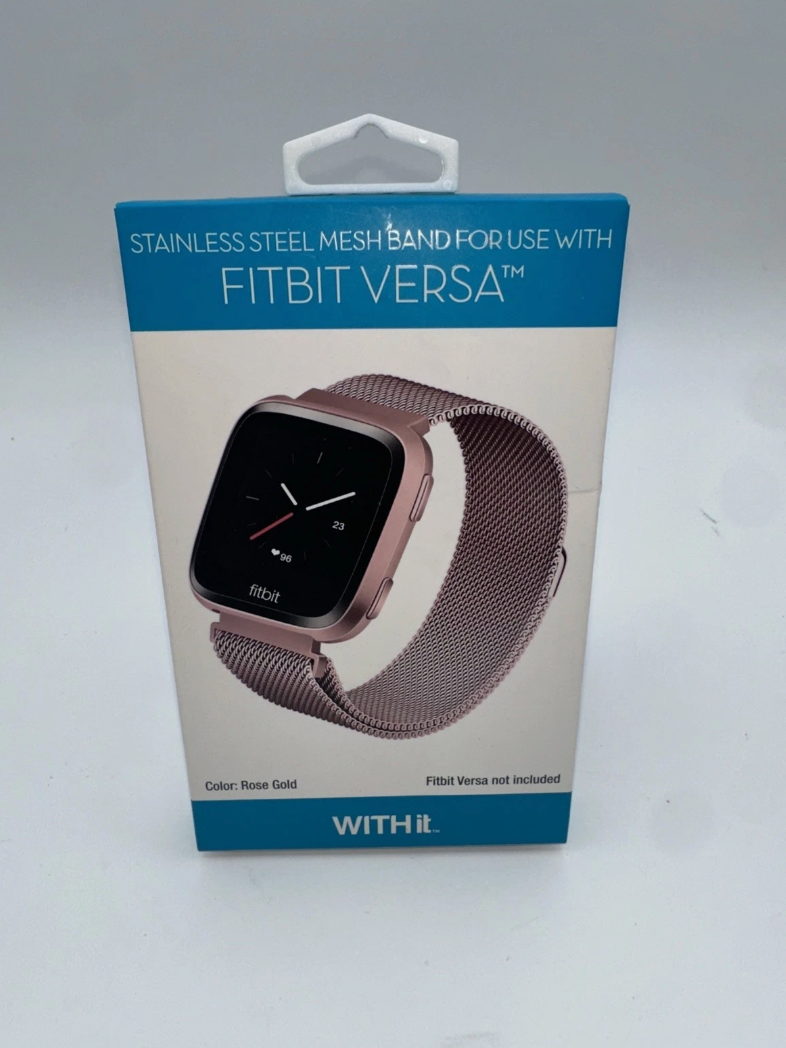 STAINLESS STEEL MESH BAND FOR USE WITH FITBIT VERSA ROSE GOLD - New