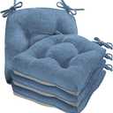Cozyide Chair Cushions for Dining Chairs, 17" x 17" Non-Slip Kitchen Chair Pads with Adjustable Ties, Memory Foam Indoor Chair Cushions for Dining Room, Blue (Pack of 4)