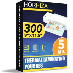 300 Pack 5 Mil Laminating Sheets, Holds 8.5 x 11 Inch Sheets,9 x 11.5 Inches Thermal Laminating Pouches for Laminator, Clear, Letter Size, Office and School Supplies