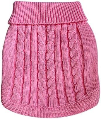 Tangpan Turtleneck Classic Straw-Rope Pro Pet Dog Sweater Apparel (Pink, L) (Large (Pack of 1))