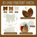 3 x 18Pcs Vintage Velvet Christmas Bows - 6 Inch Rustic Cozy Ribbon Bow Ornaments for Christmas Tree, Wreaths, Garland, Gift Wrapping, DIY Crafts & Xmas Home Decoration (Brown, Khaki, Beige)