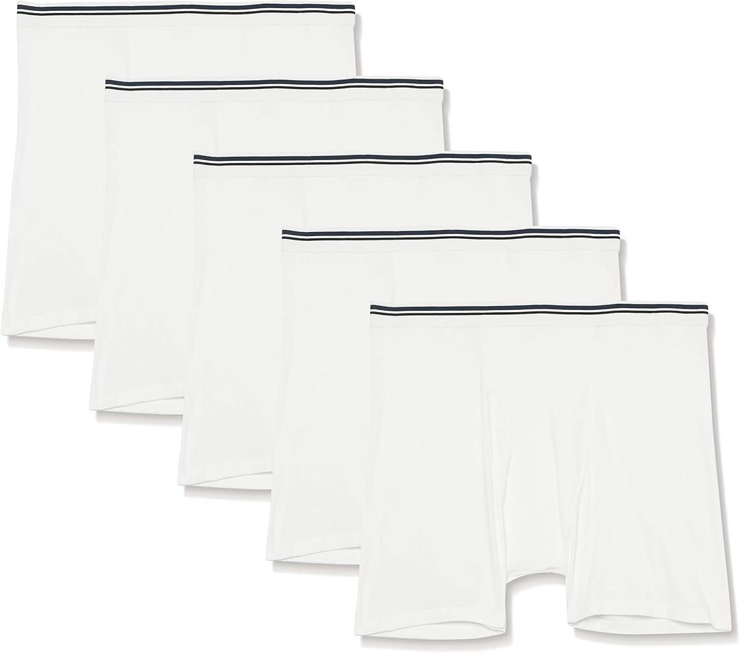 Amazon Essentials Men's Breathable Cotton Underwear Boxer Briefs, Tag-Free, Pack of 5, White, XX-Large Big