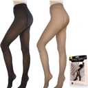 Fleece Lined Tights Sheer Women - Fake Translucent Warm Pantyhose Leggings Sheer Thick Tights for Winter (Medium, Black+coffee)