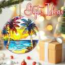4 x Christmas Ornaments: Christmas Tree Decorations, Beach Sunset Holiday Decor, Stocking Stuffers, Gift Ideas, Xmas Gift, Summer Vibes Gifts & Gifts for Beach Lover