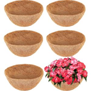 LCHUANG Coco Liners for Planters - 6 Pack 18 Inch Round Hanging Basket Liners, 100% Natural Coconut Fiber Replacement Liners for Hanging Baskets Planters Flowers, Plants, Vegetables (18'' Pack of 6)