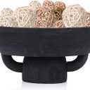 XMGZQ Black Decorative Bowl, Extra Large, Rustic Wooden Fruit Bowl for Home Decor, Kitchen Counter, Entryway & Table Centerpiece