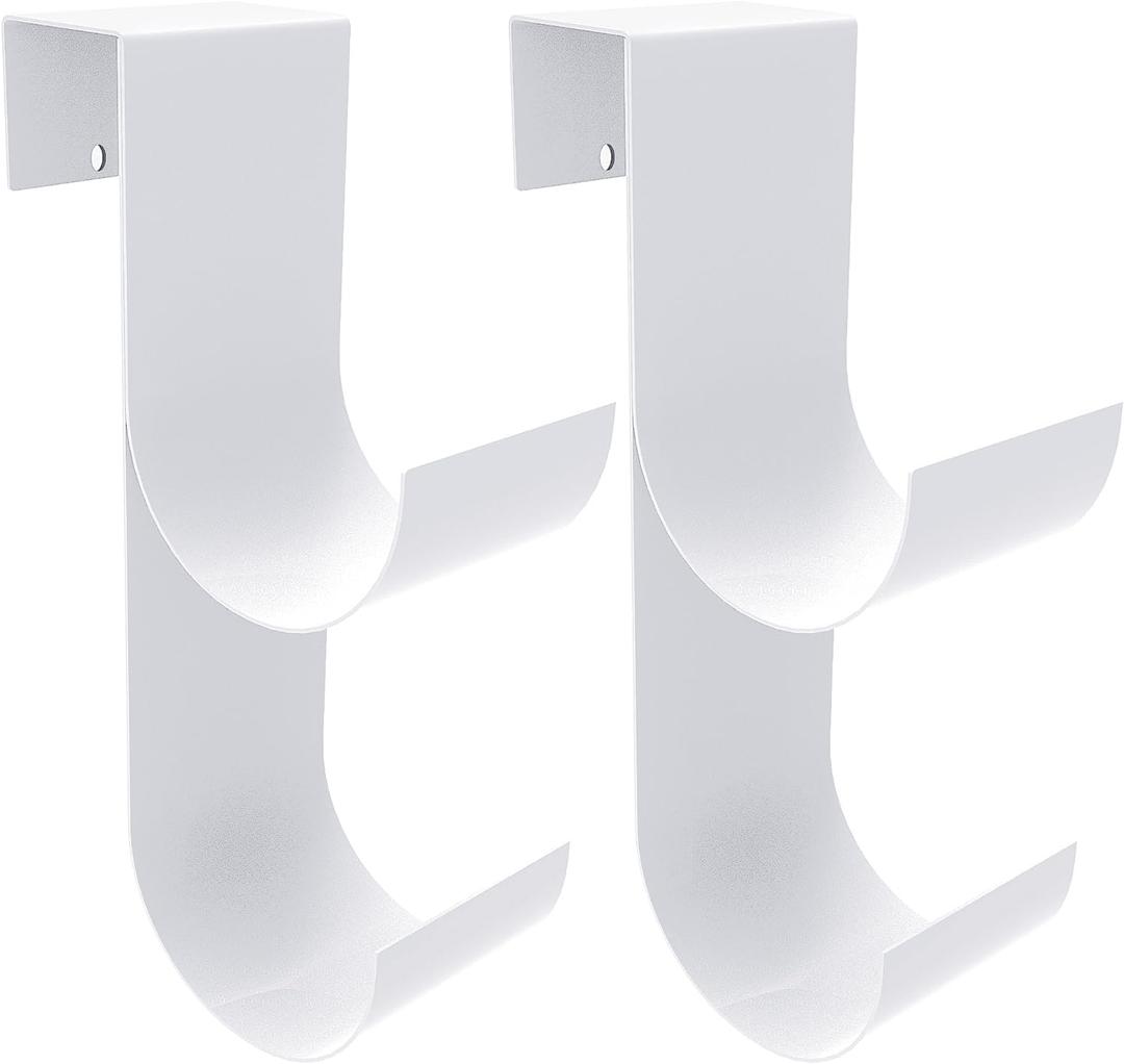 codree 2 PCS Pool Fence Hooks for Pool Equipment, White Heavy Duty Fence Hooks for Pool Poles, Slipe-on Fence Hanger for Pool Hose Pool Skimmer, Fit 3/4 Inch to 1-1/4 inch Railing