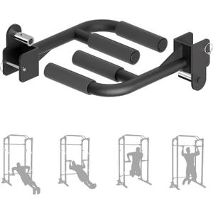 Muti-Grip Dip Bars Attachment for Power Cage with 5/8" or 1" Hole, Non-Slip Wide & Narrow Grip Dips Double Handles, 600 lbs Capacity, Squat Rack Attachment for Dips, Inverted Rows, Push-Ups (Black For 2" x 2" Rack)