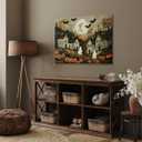 Halloween Town Folk Art Print Ghost Wall Art Poster Pumpkin Vintage Art Dark Academia Halloween Pictures Wall Decor for Living Room Bedroom12x18inch Unframed (style-7)