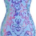 Women's Spaghetti Straps Sparkly Sequins Bodycon Mini Dress Party Nightclub (L)