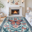 Uphome Butterfly Washable Rugs 8x10, Green Boho Living Room Rug, Non-Slip Soft Neutral Bedroom Rug, Modern Floral Non-Shedding Accent Rug for Dining Room Office Kids Playroom