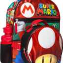Bioworld Super Mario Backpack with Detachable Mushroom Lunch Tote 16 Inch 5 Piece Set