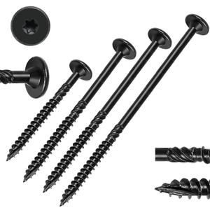Heavy-Duty Outdoor Wood Screws Assortment Fastener Kit, 150Pcs Star Drive Deck Screws, Rust Resistant Timber Screws for Timber/Log/Landscaping Wood (#14 x 2-7/8",4-1/2",6",8" (Black)